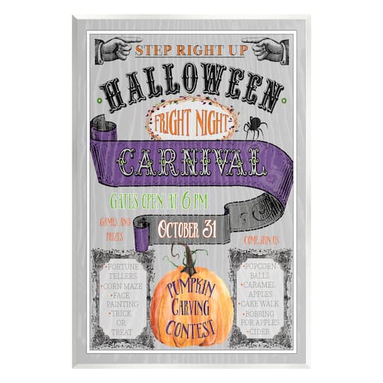 Stupell Industries Halloween Fright Night Carnival Sign Wall Plaque Art